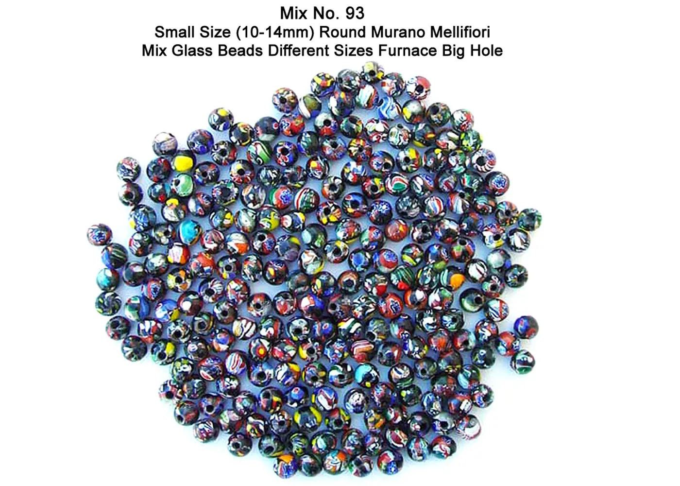 Small Size (10-14 mm) Round Murano Mellifiori Mix glass beads different size farnace big hole